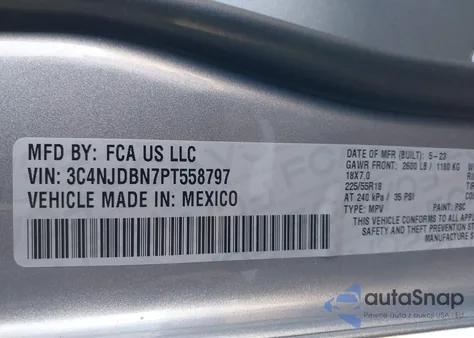 2023 Jeep Compass Altitude 4X4 из США, поврежденный, VIN 3C4NJDBN7PT558797